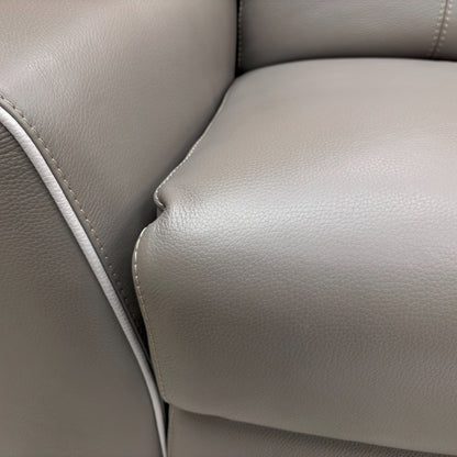 World of Leather 'Xavier' Hw-042e Elephant Grey Leather 2 Seater Power Recliner Sofa with Power Headrests