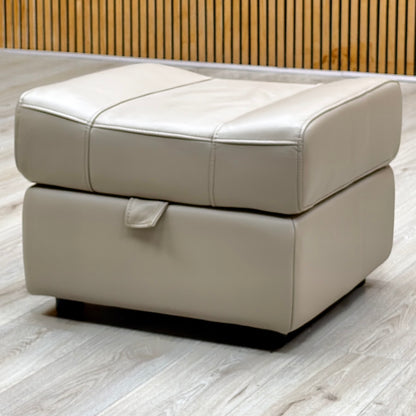 ‘Aero’ Oyster Cat-40:08 Leather Storage Footstool