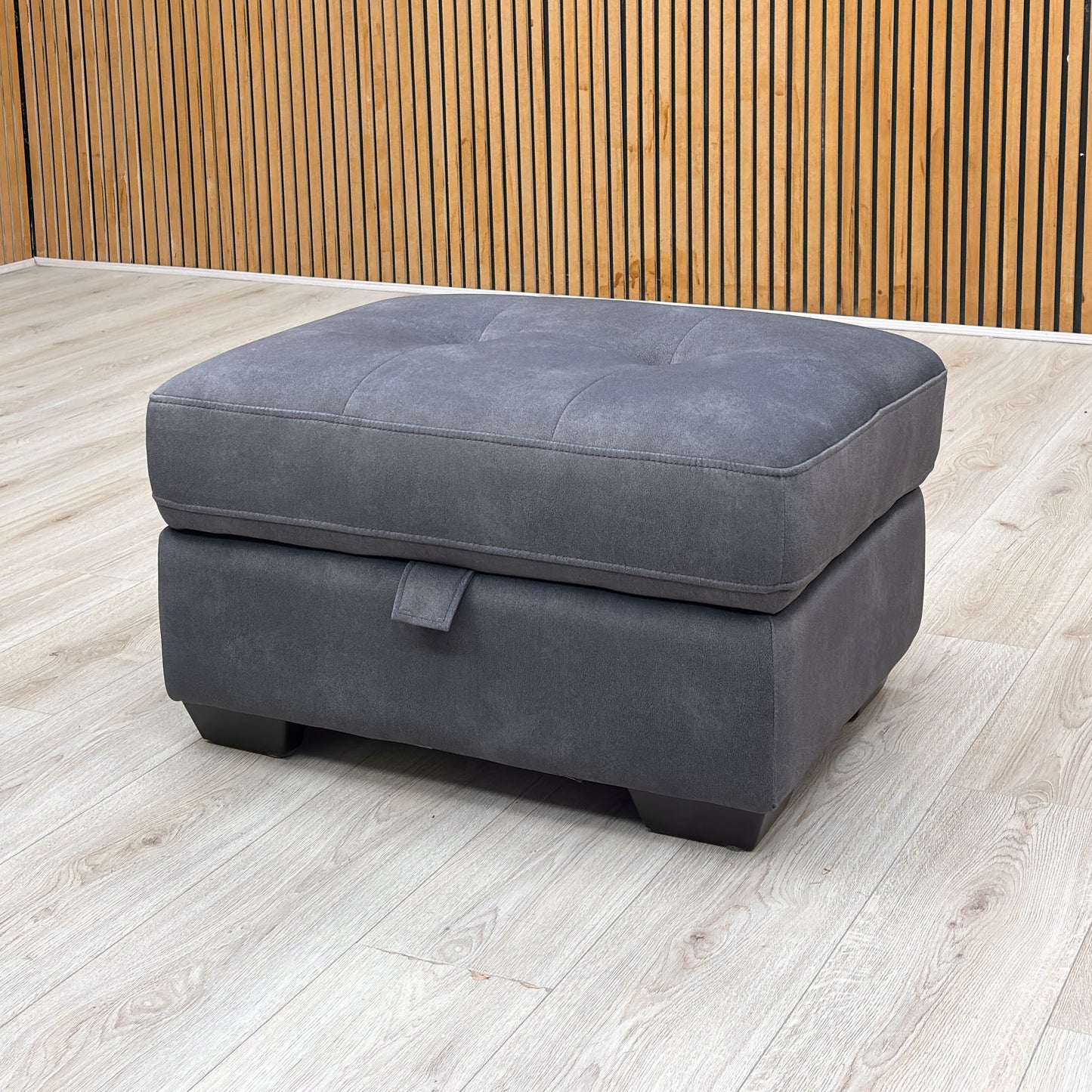 ‘Dinky’ Dexter Shadow Grey Fabric Large Storage Footstool