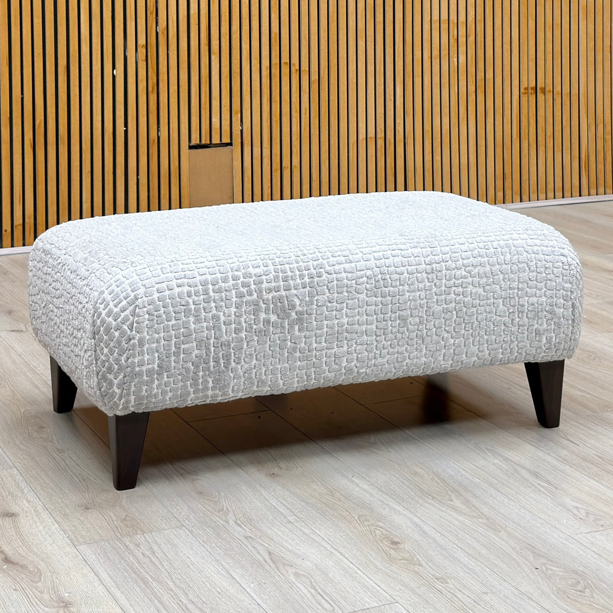 'Aphrodite' Marlow Silver Dw Ft Patterned Fabric Designer Footstool