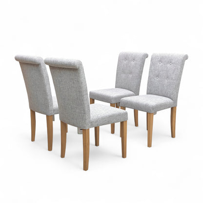 'Augusta' Mist Fabric Roll Back Upholstered Dining Chairs - Set of 4