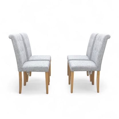 'Augusta' Mist Fabric Roll Back Upholstered Dining Chairs - Set of 4
