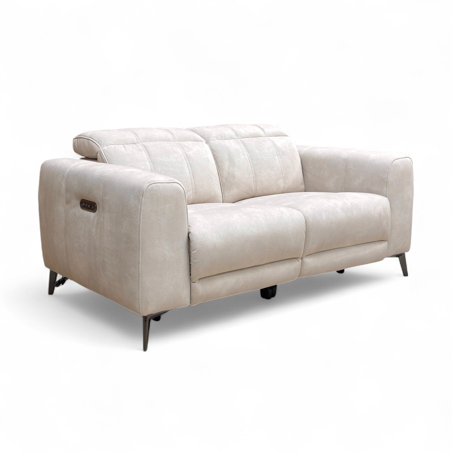 'Ezra' Dexter 43501 Ivory Velvet 2 Seater Power Recliner Sofa with Power Headrests