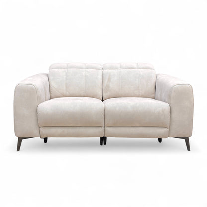 'Ezra' Dexter 43501 Ivory Velvet 2 Seater Power Recliner Sofa with Power Headrests