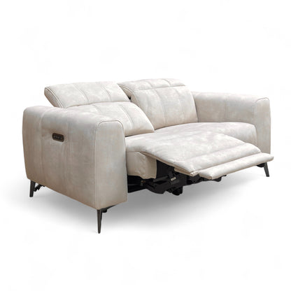 'Ezra' Dexter 43501 Ivory Velvet 2 Seater Power Recliner Sofa with Power Headrests