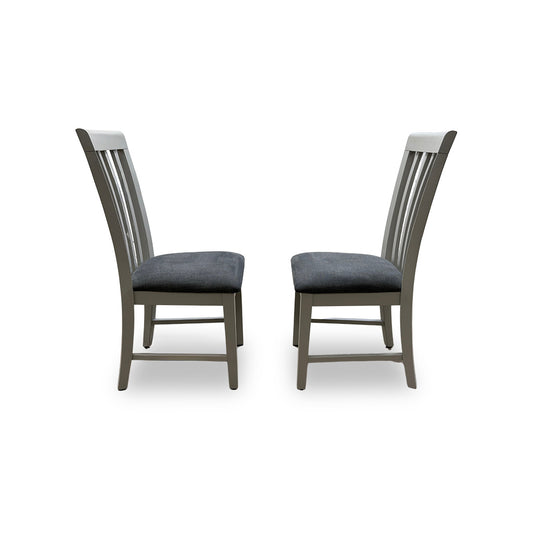 Furnitureland ‘Hamilton’ Grey-painted Finish Pair of Wooden Dining Chairs