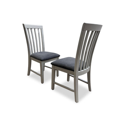 Furnitureland ‘Hamilton’ Grey-painted Finish Pair of Wooden Dining Chairs