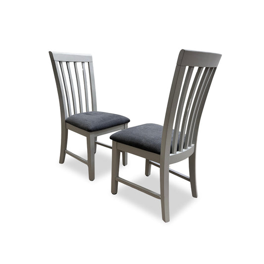 Furnitureland ‘Hamilton’ Grey-painted Finish Pair of Wooden Dining Chairs