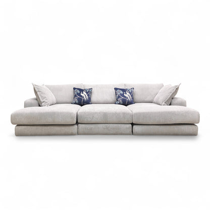 'Rest' Pewter Rest Chord Small Double Ended Chaise Sofa + Footstool
