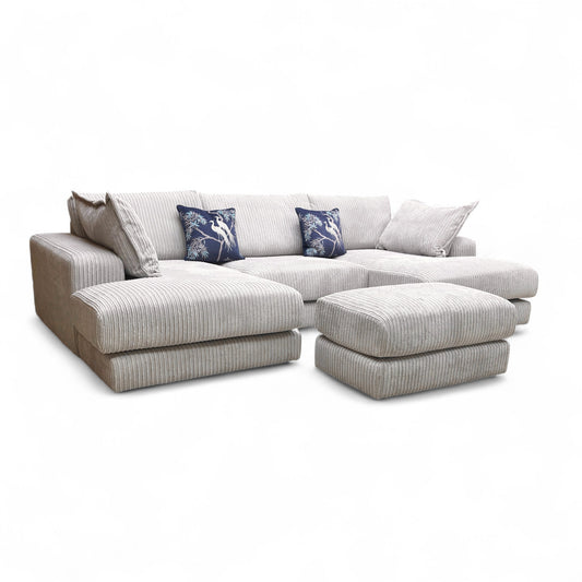 'Rest' Pewter Rest Chord Small Double Ended Chaise Sofa + Footstool