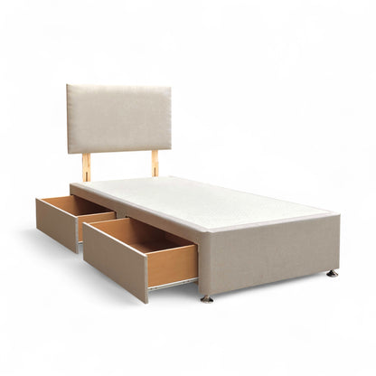 ‘Roma’ Venice Mink Velvet Headboard + 2 Draw Divan Base - Single