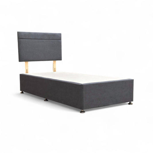 ‘Capella’ Venice Carbon Velvet Headboard + Divan Base - Single