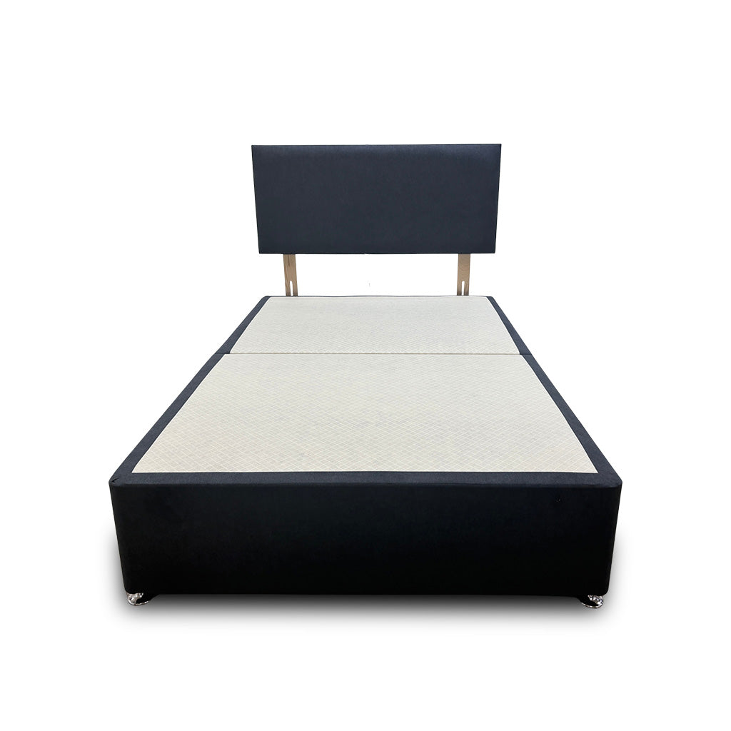‘Roma’ Carbon Grey Velvet Divan Base + Headboard with 2 Drawers - Double