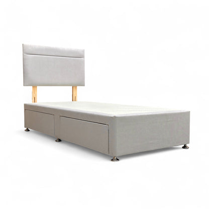 ‘Capella' Venice Silver Velvet Headboard + 2 Draw Divan Base - Single