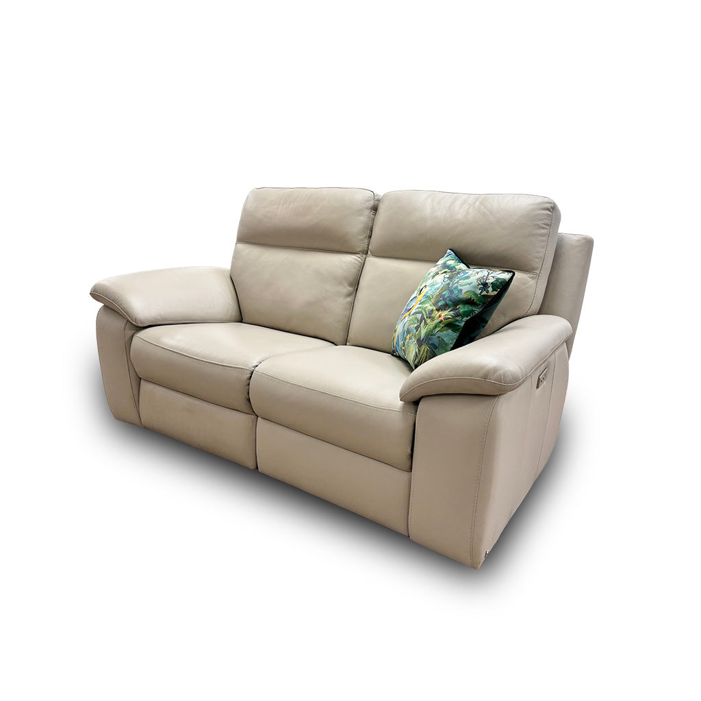 Nicoletti ‘Pepino’ 328 Torello Tortora 2 Seater Leather Power Recliner Sofa