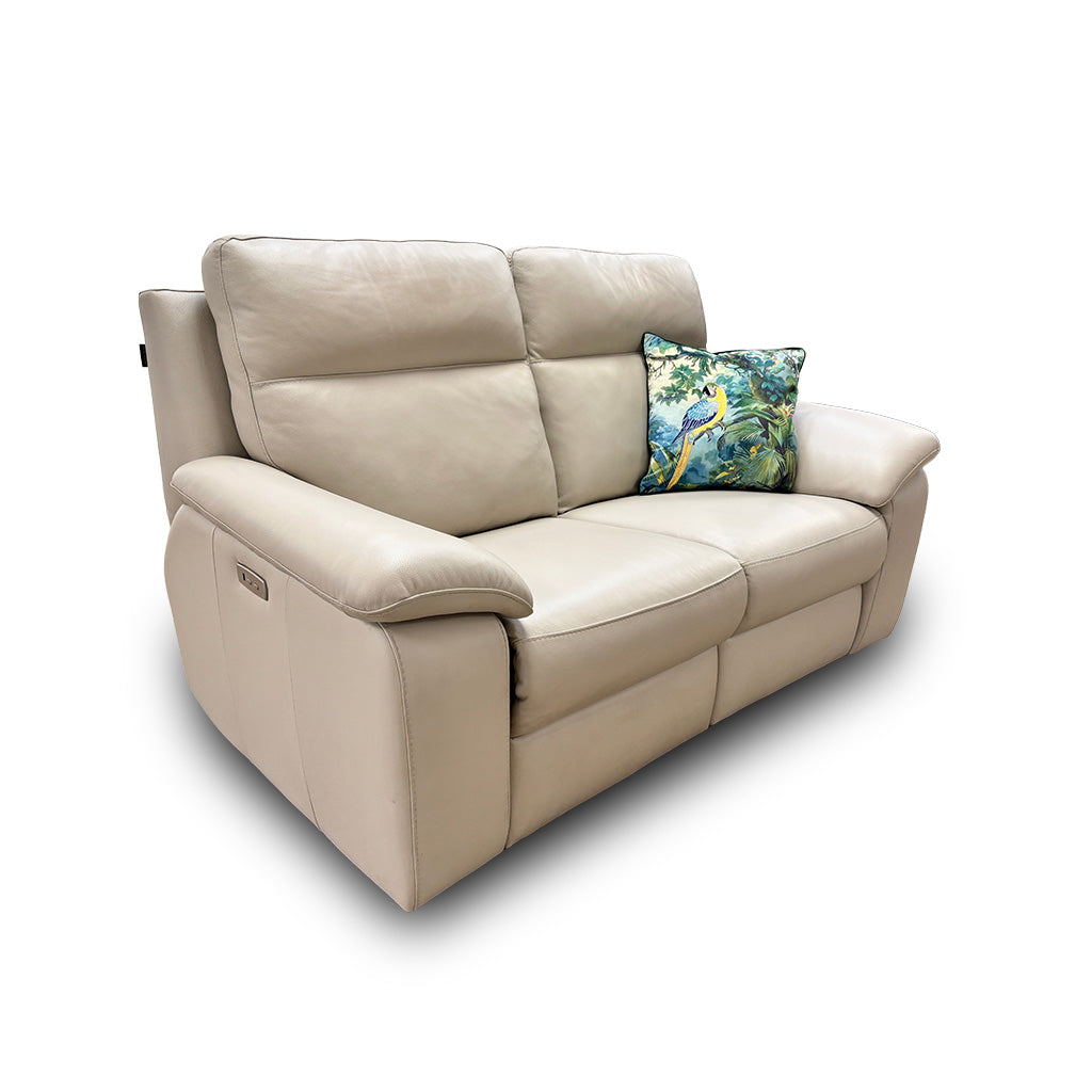 Nicoletti ‘Pepino’ 328 Torello Tortora 2 Seater Leather Power Recliner Sofa