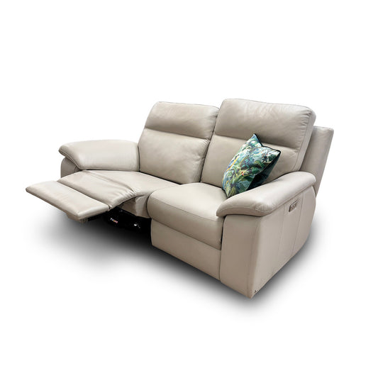 Nicoletti ‘Pepino’ 328 Torello Tortora 2 Seater Leather Power Recliner Sofa