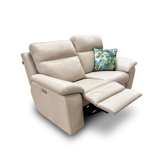 Nicoletti ‘Pepino’ 328 Torello Tortora 2 Seater Leather Power Recliner Sofa