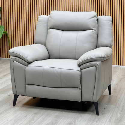 ‘Panache’ Lead Grey Cat-60_23 Leather Power Recliner Chair with Power Headrest and Heated Seat Furniture Village