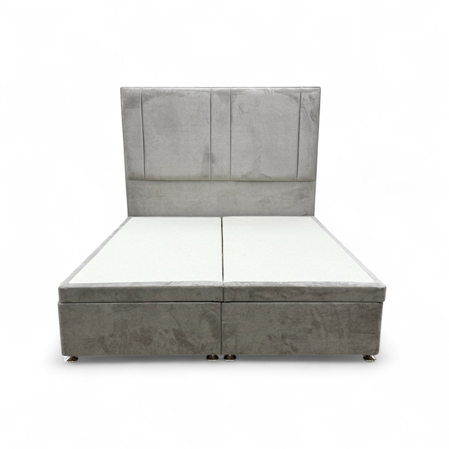 'Pegasus' Milan Nickel Velvet Floor Standing Headboard + Double End Lift Base Electric Adjustable Bed - King