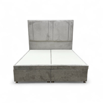 'Pegasus' Milan Nickel Velvet Floor Standing Headboard + Double End Lift Base Electric Adjustable Bed - King