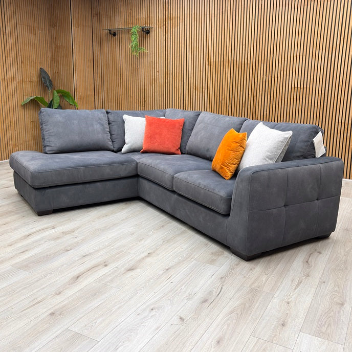 ‘Dinky’ Dexter Shadow Charcoal Grey Fabric Left Hand Facing Corner Chaise End Sofa