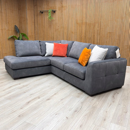‘Dinky’ Dexter Shadow Charcoal Grey Fabric Left Hand Facing Corner Chaise End Sofa