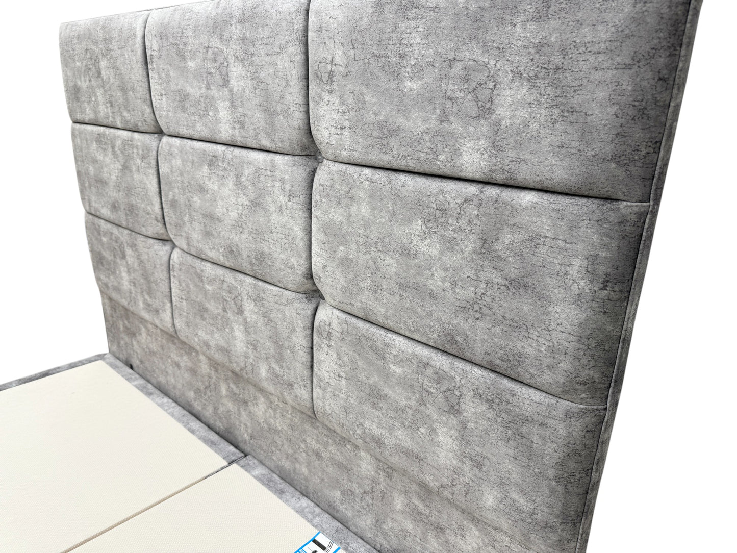 'Mumbai' Marble Grey Velvet King Electric Adjustable Bed with Ottoman Storage - King