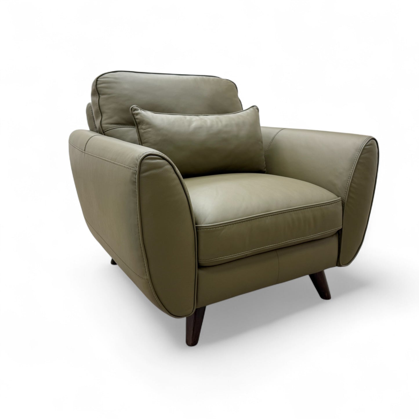 'Ava' Khaki Leather Armchair