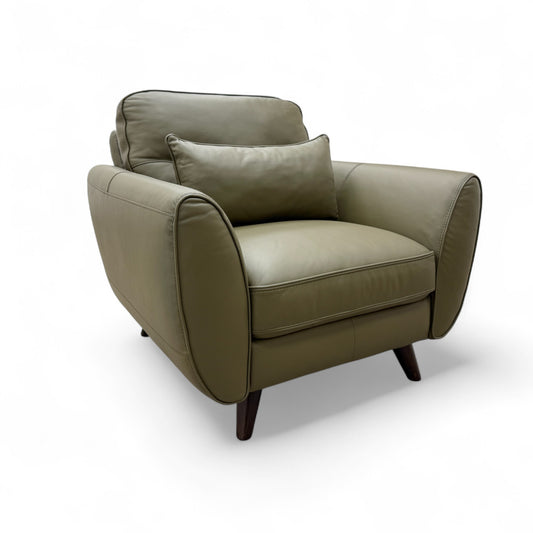 'Ava' Khaki Leather Armchair