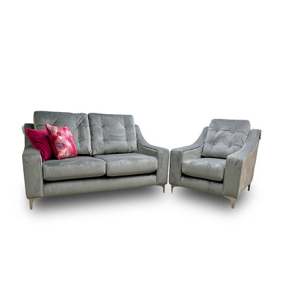 ‘Ava’ Asphalt Ava Velvet 2 Seater Sofa + Armchair