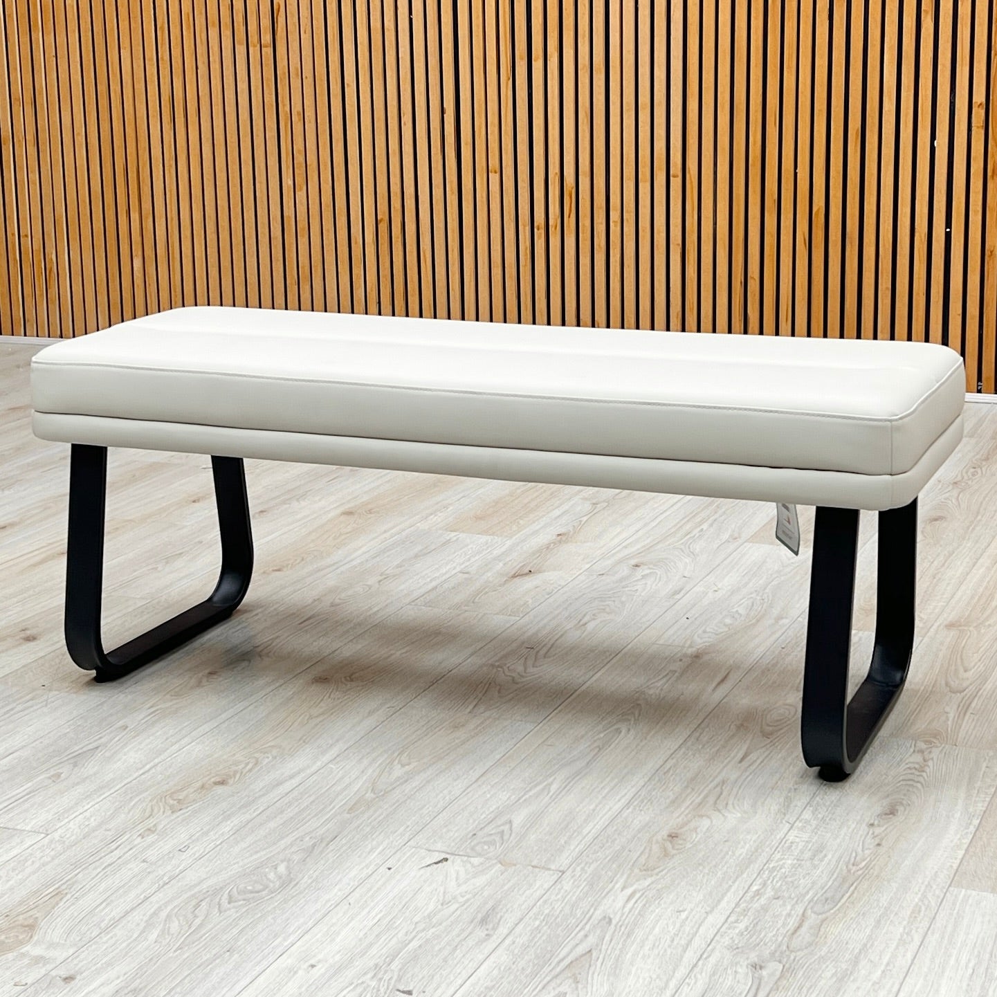 ‘Avuno’ Neutral Faux Leather Low Dining Bench Furniture Village