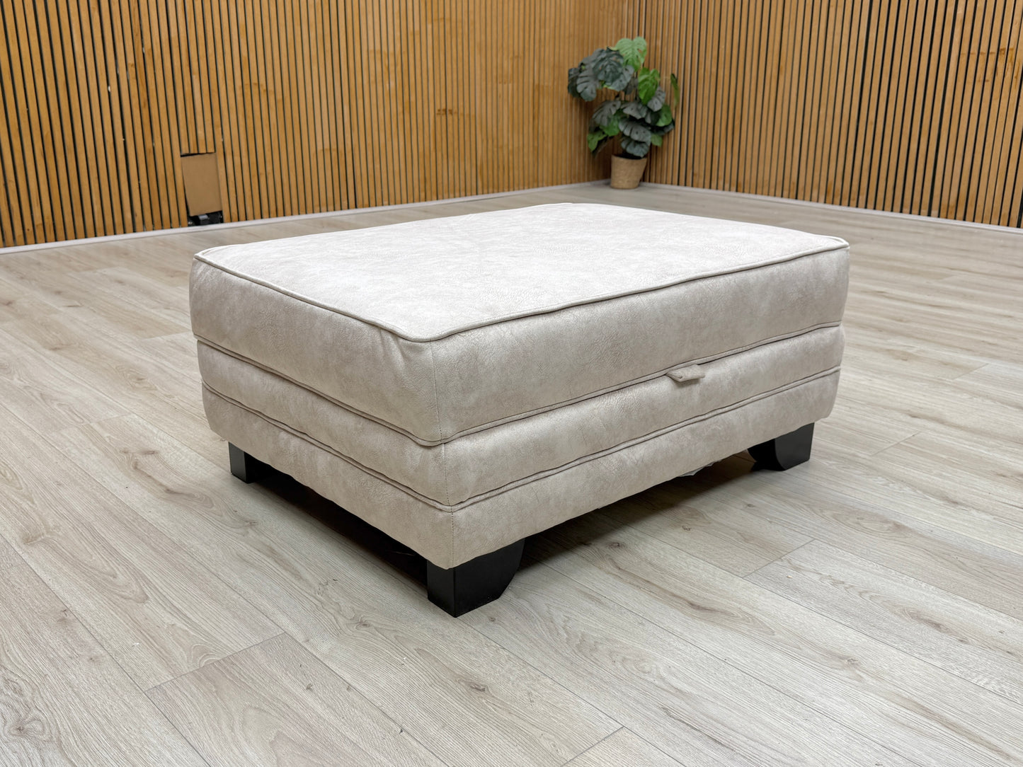 'Mariah' Dapple Ivory Fabric Large Storage Footstool