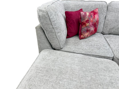 'Emilia' Silver Fabric Standard U-Shaped Corner Sofa