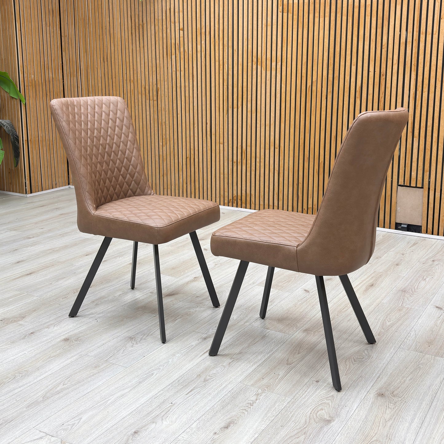 ‘Earth’ Tan Brown Pair of Dining Chairs