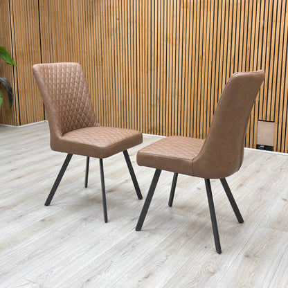 ‘Earth’ Tan Brown Pair of Dining Chairs