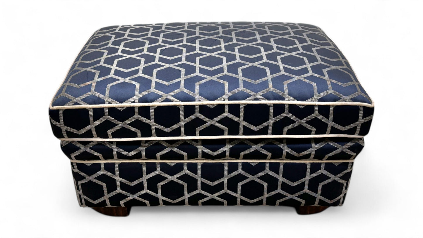 ‘Pretron’ Navy Pattern Fabric Footstool