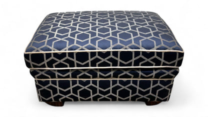 ‘Pretron’ Navy Pattern Fabric Footstool