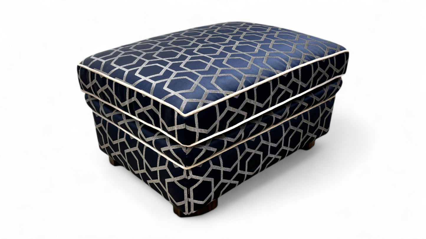 ‘Pretron’ Navy Pattern Fabric Footstool