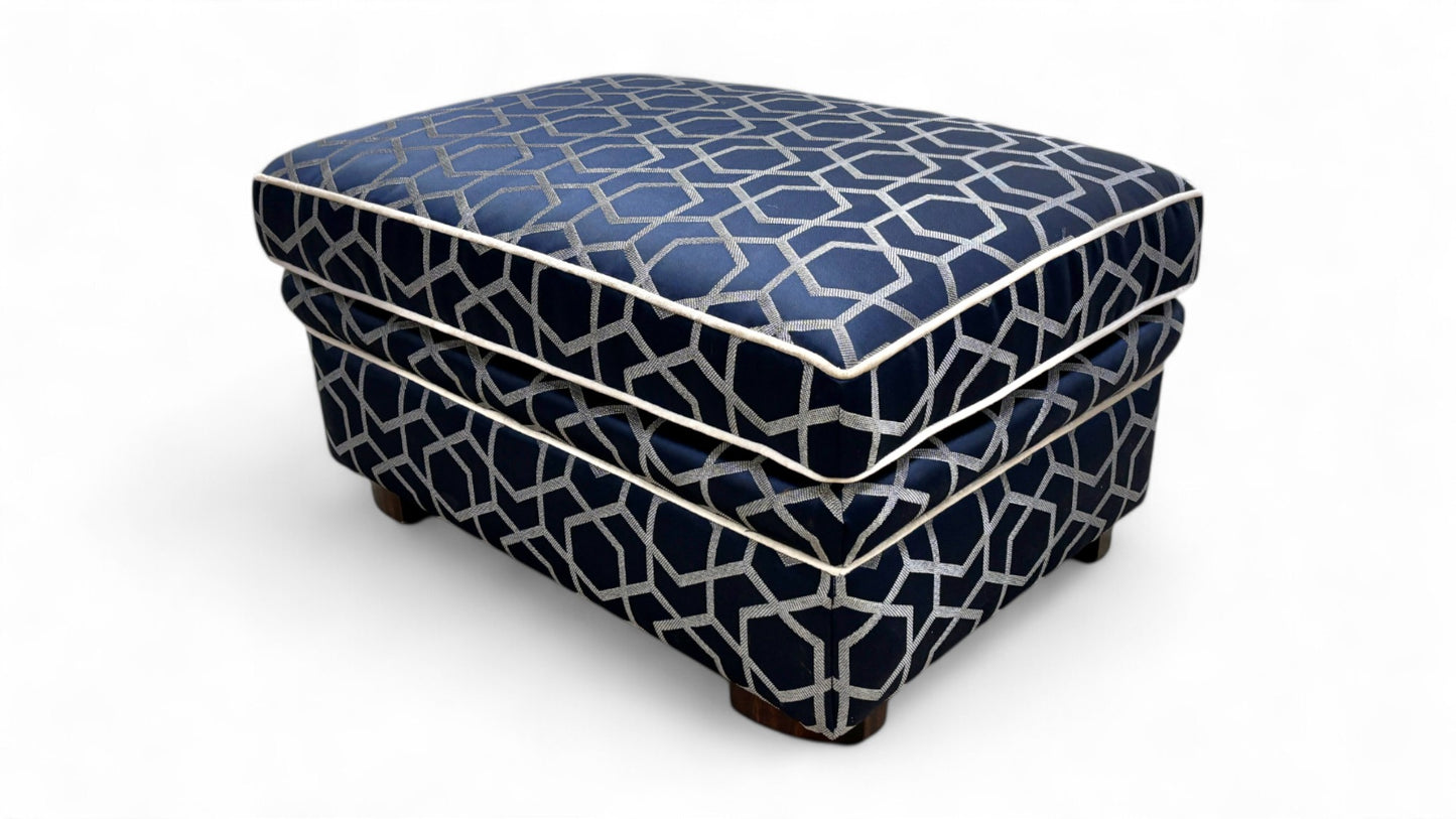 ‘Pretron’ Navy Pattern Fabric Footstool