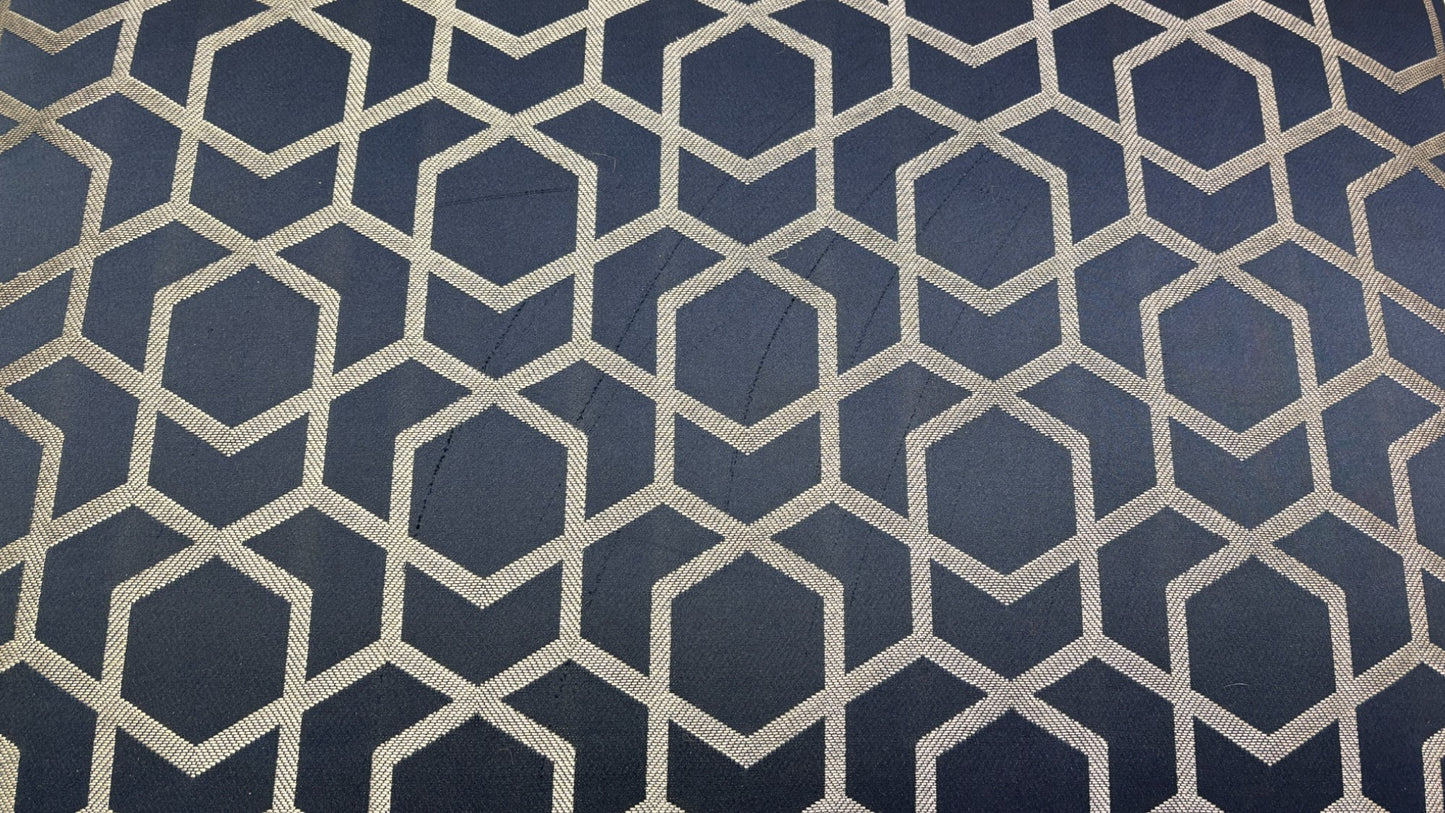 ‘Pretron’ Navy Pattern Fabric Footstool