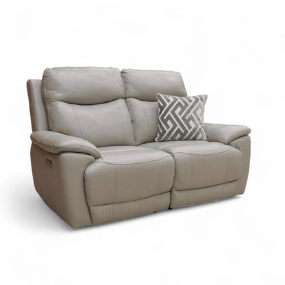 ‘Sloane’ Cat-60:28 New Grey Leather 2 Seater Power Recliner Sofa