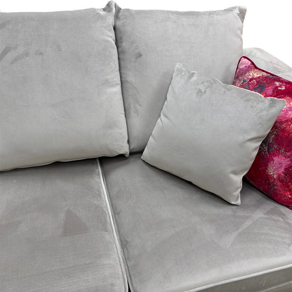 ‘Shaun’ Silver Velvet 4 Piece Modular Scatter Back Corner Sofa