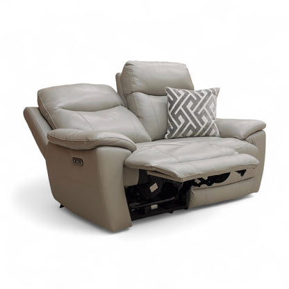 ‘Sloane’ Cat-60:28 New Grey Leather 2 Seater Power Recliner Sofa