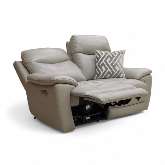 ‘Sloane’ Cat-60:28 New Grey Leather 2 Seater Power Recliner Sofa