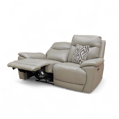‘Sloane’ Cat-60:28 New Grey Leather 2 Seater Power Recliner Sofa