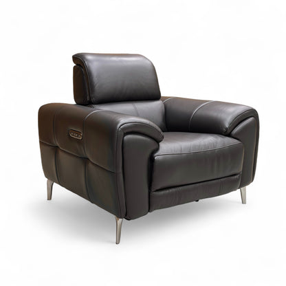 ‘Vino’ Cat-60:24 Navy Leather Power Recliner Chair with Power Headrest