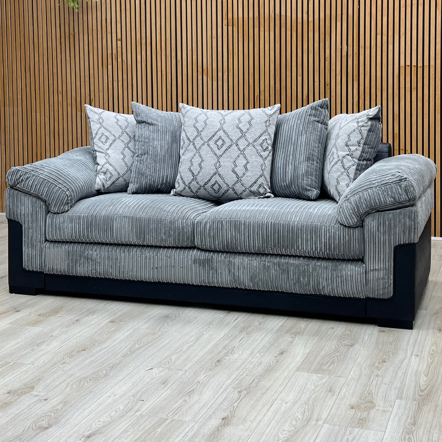 ‘Marissa’ Grey Jumco Cord Fabric 3 + 2 Seater Sofa Set Very.com