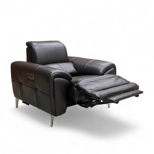 ‘Vino’ Cat-60:24 Navy Leather Power Recliner Chair with Power Headrest