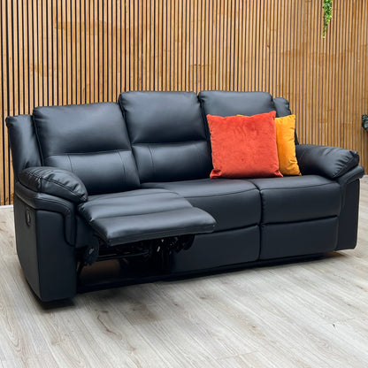 ‘Albion' Black Luxury Faux Leather 3 Seater High Back Manual Recliner Sofa Very.com